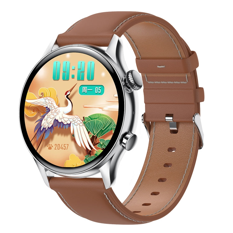 HK8Pro 1.36 inch AMOLED Screen Leather Strap Smart Watch, Support NFC Function / Blood Oxygen Monitoring, Leather Strap (Black), Leather Strap (Gold), Leather Strap (Silver)