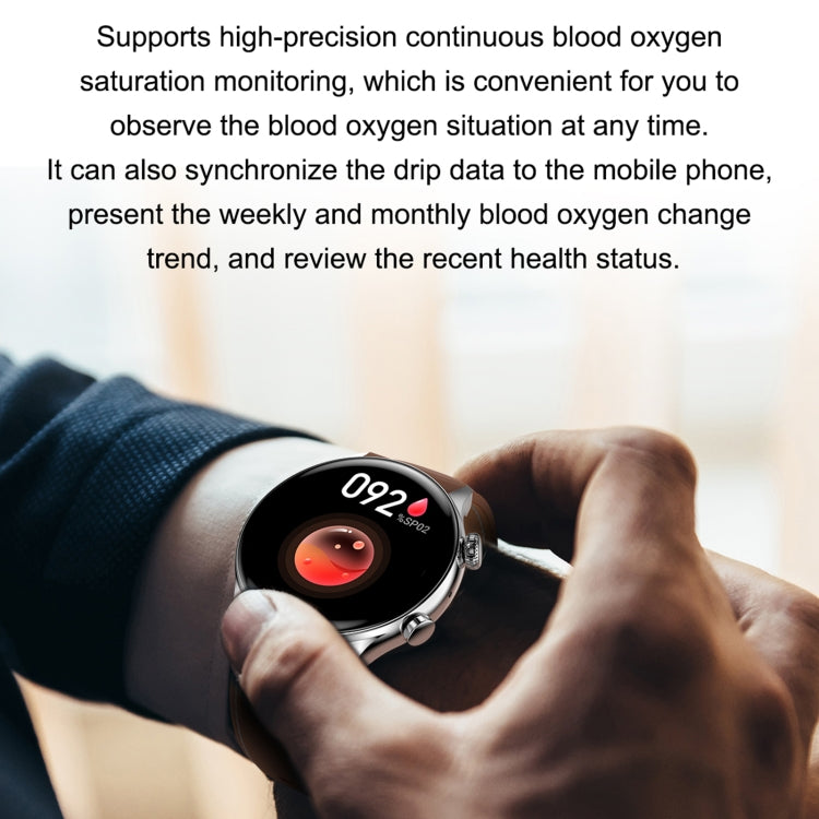 HK8Pro 1.36 inch AMOLED Screen Leather Strap Smart Watch, Support NFC Function / Blood Oxygen Monitoring, Leather Strap (Black), Leather Strap (Gold), Leather Strap (Silver)