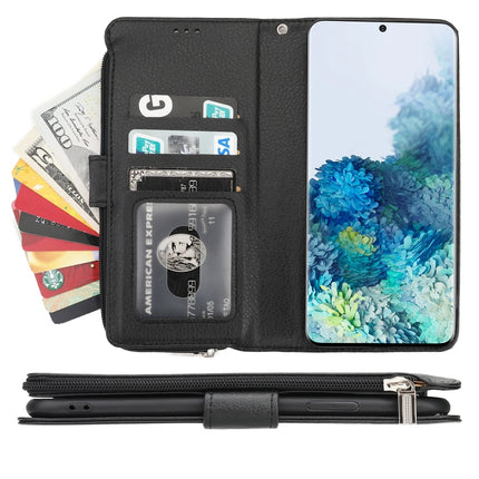 Microfiber Zipper Horizontal Flip Leather Case, For Samsung Galaxy S20, For Samsung Galaxy S20+, For Samsung Galaxy S20 Ultra, For Samsung Galaxy S22 Ultra 5G