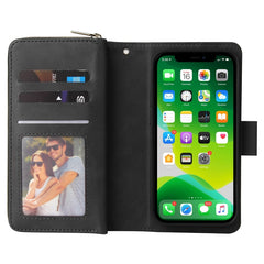 9 Card Slots Zipper Wallet Bag Leather Phone Case, For iPhone 13 mini, For iPhone 13, For iPhone 13 Pro, For iPhone 13 Pro Max