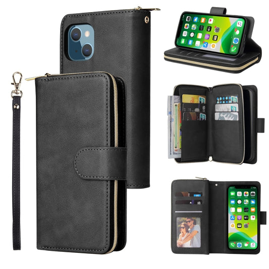 9 Kartenfächer Reißverschluss Geldbörse Tasche Leder Handyhülle, Für iPhone 13 mini, Für iPhone 13, Für iPhone 13 Pro, Für iPhone 13 Pro Max