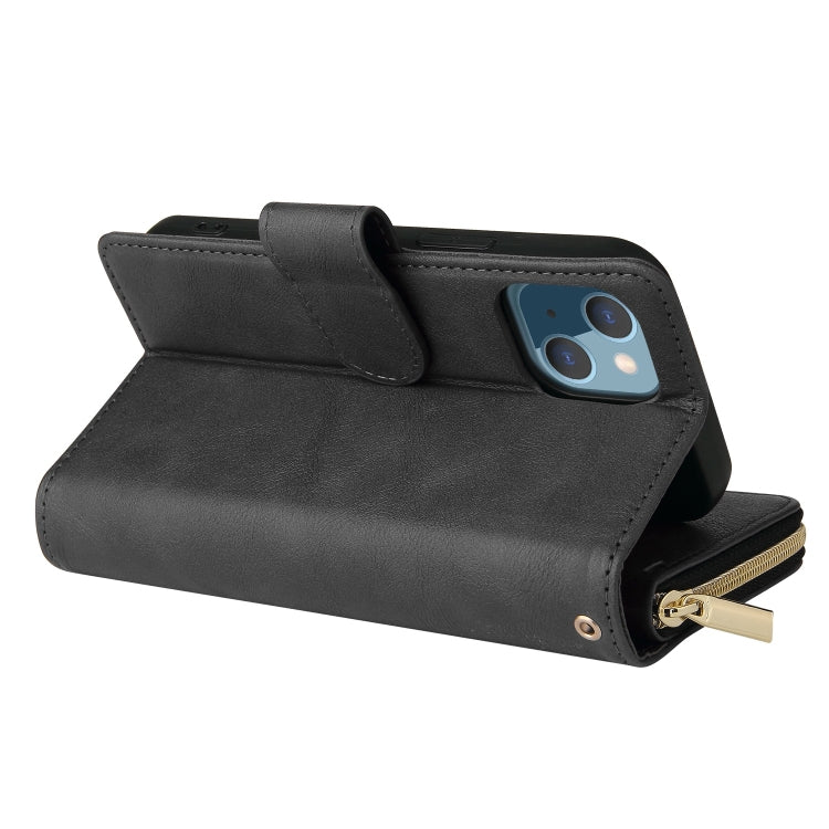 9 Card Slots Zipper Wallet Bag Leather Phone Case, For iPhone 13 mini, For iPhone 13, For iPhone 13 Pro, For iPhone 13 Pro Max