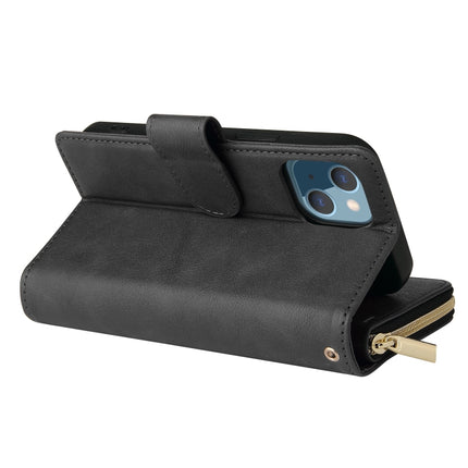 Funda de cuero para teléfono con 9 ranuras para tarjetas y cremallera, para iPhone 13 mini, para iPhone 13, para iPhone 13 Pro, para iPhone 13 Pro Max