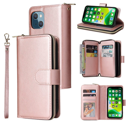 Funda de cuero para teléfono con 9 ranuras para tarjetas y cremallera, para iPhone 13 mini, para iPhone 13, para iPhone 13 Pro, para iPhone 13 Pro Max