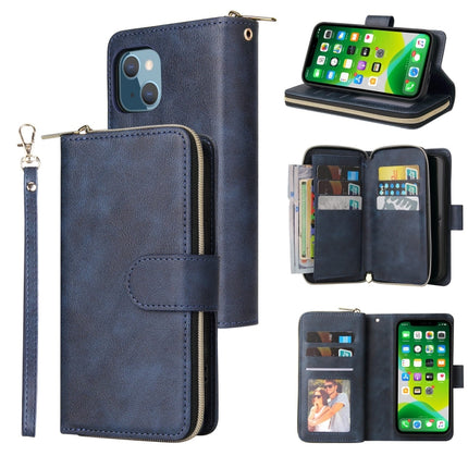 Funda de cuero para teléfono con 9 ranuras para tarjetas y cremallera, para iPhone 13 mini, para iPhone 13, para iPhone 13 Pro, para iPhone 13 Pro Max