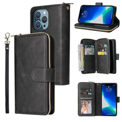 9 Card Slots Zipper Wallet Bag Leather Phone Case, For iPhone 13 mini, For iPhone 13, For iPhone 13 Pro, For iPhone 13 Pro Max