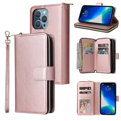 9 Card Slots Zipper Wallet Bag Leather Phone Case, For iPhone 13 mini, For iPhone 13, For iPhone 13 Pro, For iPhone 13 Pro Max