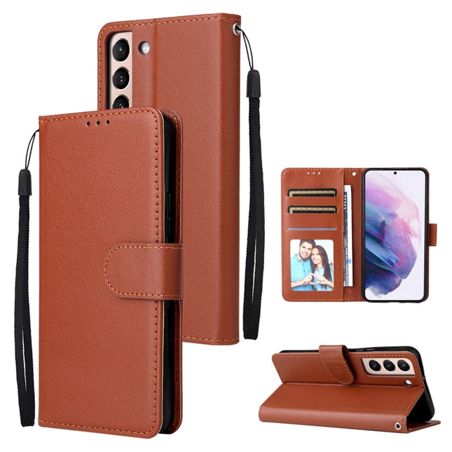 3 Card Slots Multifunctional Leather Phone Case, For Samsung Galaxy S22+ 5G