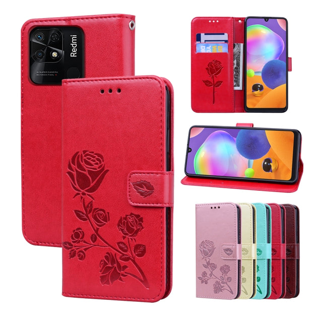 Rose Embossed Leather Phone Case, For Xiaomi Redmi 10C, For Huawei nova 8i, For Huawei nova 9, For Honor X8