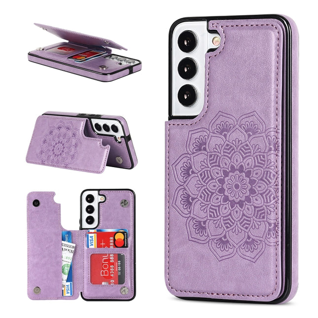 Double Buckle Mandala PU+TPU Phone Case, For Samsung Galaxy S22 5G, For Samsung Galaxy S22+ 5G, For Samsung Galaxy S22 Ultra 5G