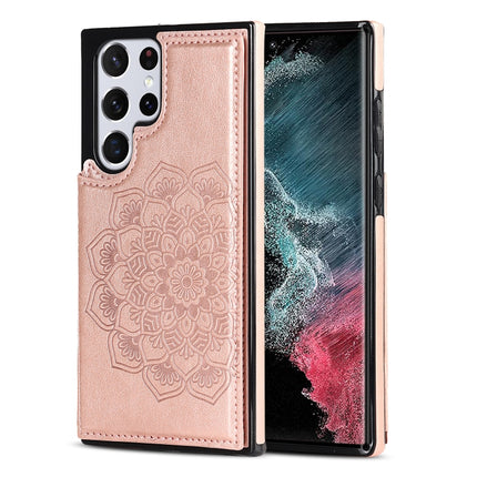 Double Buckle Mandala PU+TPU Phone Case, For Samsung Galaxy S22 5G, For Samsung Galaxy S22+ 5G, For Samsung Galaxy S22 Ultra 5G