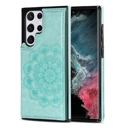 Double Buckle Mandala PU+TPU Phone Case, For Samsung Galaxy S22 5G, For Samsung Galaxy S22+ 5G, For Samsung Galaxy S22 Ultra 5G