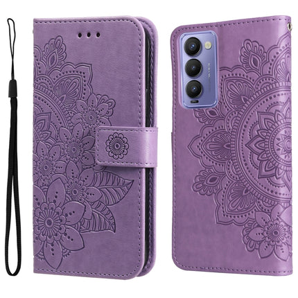 7-petal Flowers Embossed Flip Leather Phone Case, For Tecno Camon 18/18P, For Tecno Camon 18 Premier, For Infinix Hot 11S, For OPPO Realme C31 4G