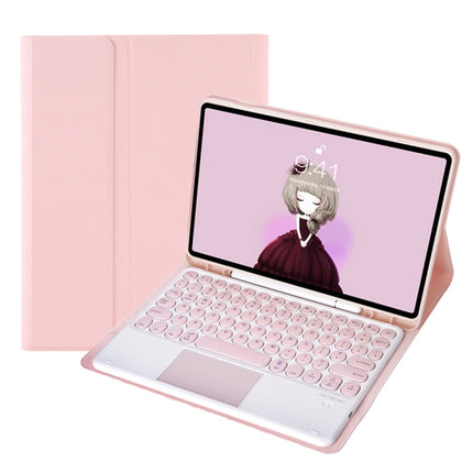 YA610B-A Candy Color Skin Feel Texture Round Keycap Bluetooth Keyboard Leather Case with Touchpad