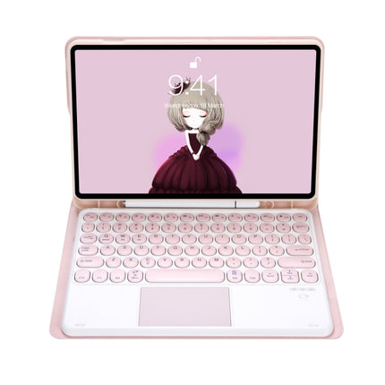 YA610B-A Candy Color Skin Feel Texture Round Keycap Bluetooth Keyboard Leather Case with Touchpad