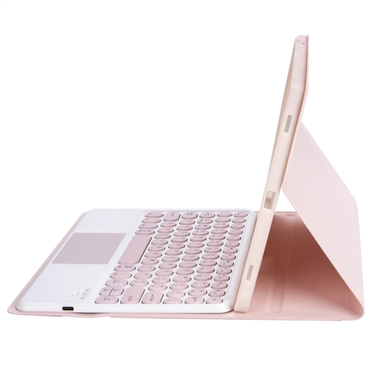 YA610B-A Candy Color Skin Feel Texture Round Keycap Bluetooth Keyboard Leather Case with Touchpad