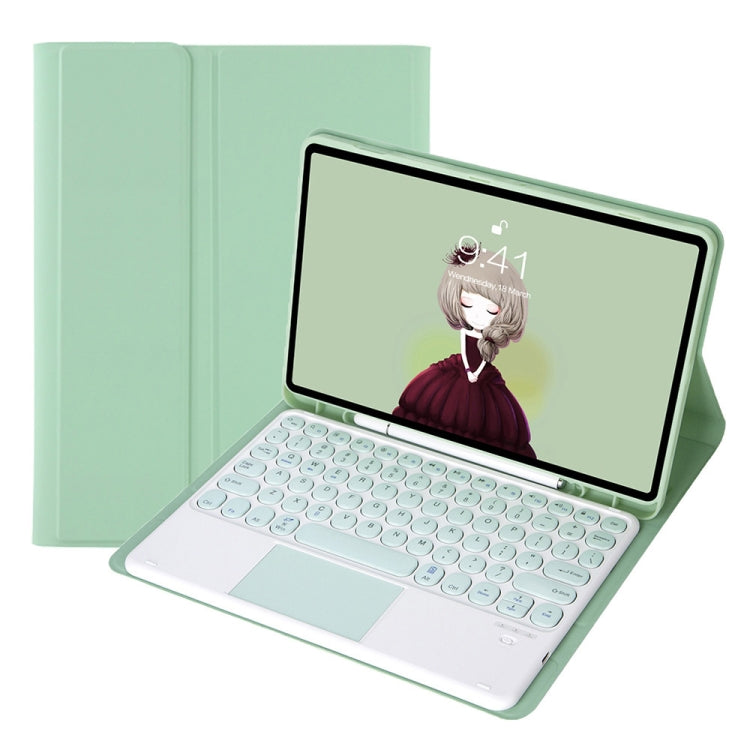 YA610B-A Candy Color Skin Feel Texture Round Keycap Bluetooth Keyboard Leather Case with Touchpad