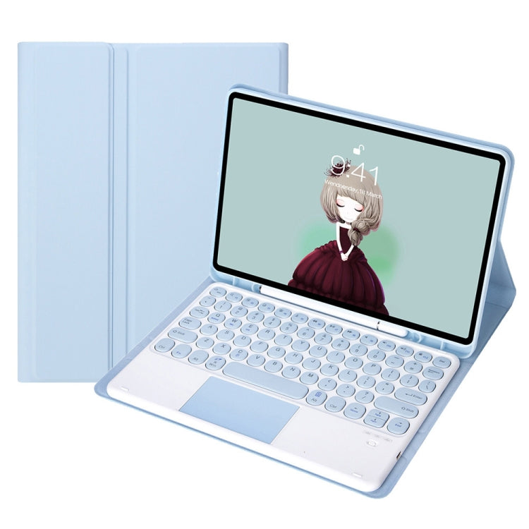 YA610B-A Candy Color Skin Feel Texture Round Keycap Bluetooth Keyboard Leather Case with Touchpad