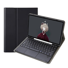 YA610B-A  Lambskin Texture Voltage Round Keycap Bluetooth Keyboard Leather Case with Touchpad