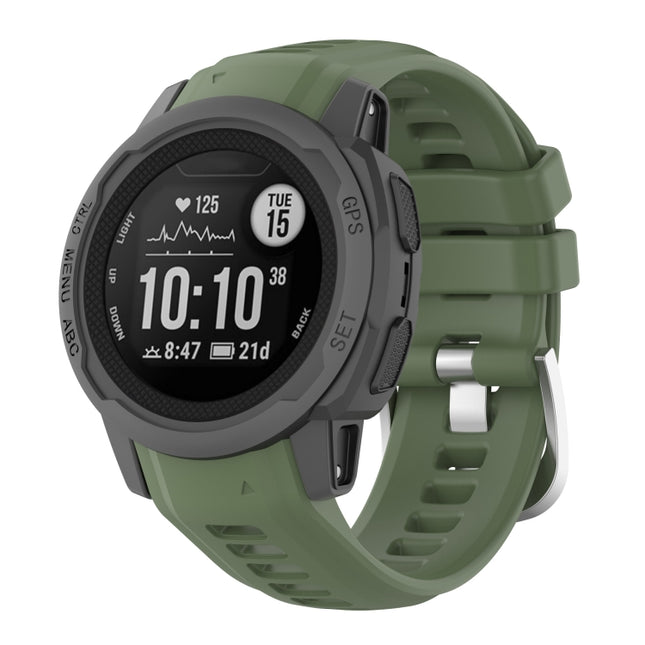 Silicone Stainless Steel Buckle Watch Band, For Garmin Instinct 2S