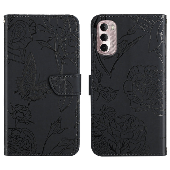 Skin Feel Butterfly Peony Embossed Leather Phone Case, For Motorola Moto G Stylus 4G 2022, For Motorola Moto G Stylus 5G 2022, For Motorola Moto G52, For Nokia X100