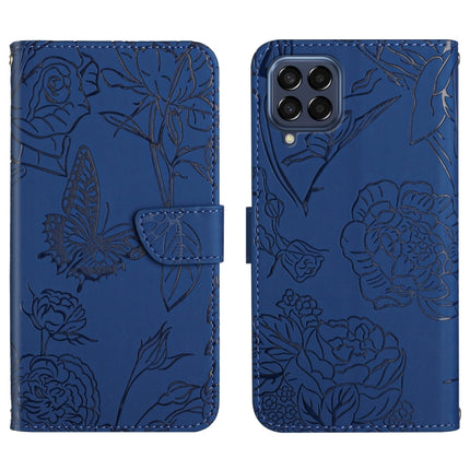 Skin Feel Butterfly Peony Embossed Leather Phone Case, For Samsung Galaxy M53, For Sharp Aquos R7, For Xiaomi Poco F4 GT