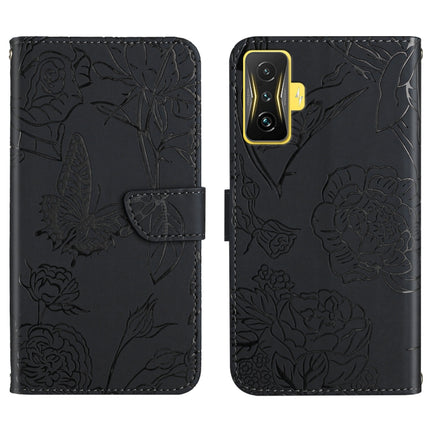 Skin Feel Butterfly Peony Embossed Leather Phone Case, For Samsung Galaxy M53, For Sharp Aquos R7, For Xiaomi Poco F4 GT