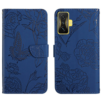 Skin Feel Butterfly Peony Embossed Leather Phone Case, For Samsung Galaxy M53, For Sharp Aquos R7, For Xiaomi Poco F4 GT