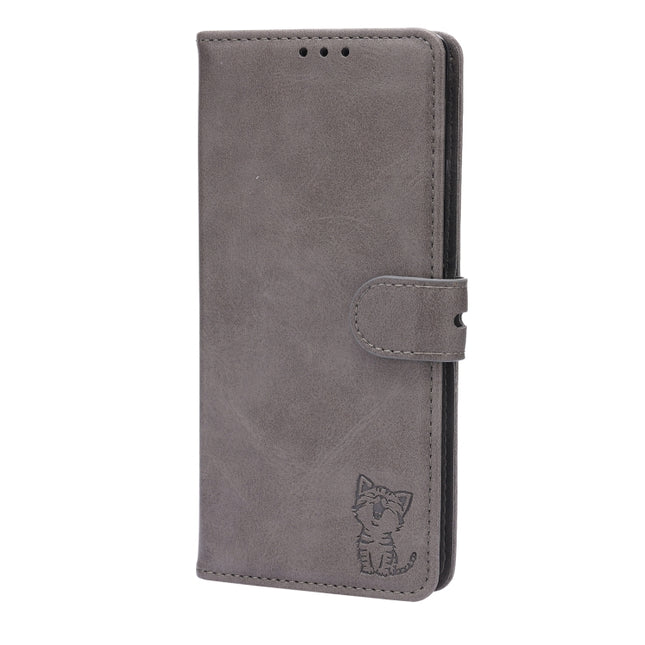Embossed Happy Cat Pattern Leather Phone Case, For Google Pixel 6a, For Google Pixel 7 5G, For Google Pixel 7 Pro 5G, For Xiaomi Redmi 10A