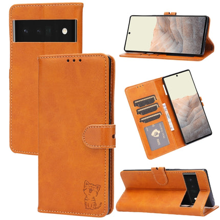 Embossed Happy Cat Pattern Leather Phone Case, For Google Pixel 6a, For Google Pixel 7 5G, For Google Pixel 7 Pro 5G, For Xiaomi Redmi 10A