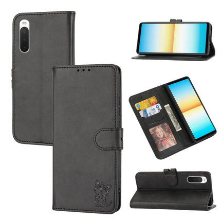 Embossed Happy Cat Pattern Leather Phone Case, For Sony Xperia 1 IV, For Sony Xperia 10 IV, For Xiaomi Redmi Note 11E