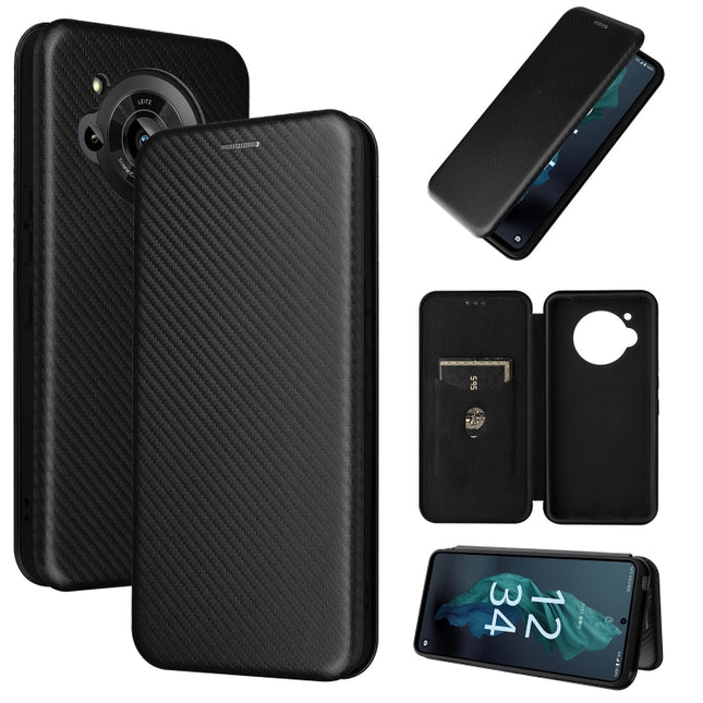 Carbon Fiber Texture Magnetic Leather Phone Case, For Sharp Aquos R7