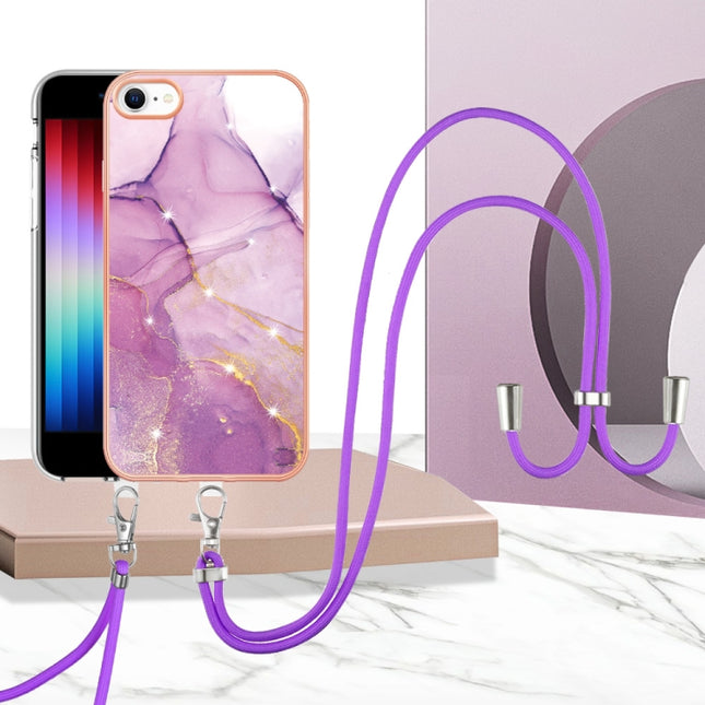 Electroplating Marble Pattern TPU Phone Case with Lanyard