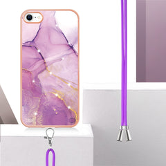 Electroplating Marble Pattern TPU Phone Case with Lanyard