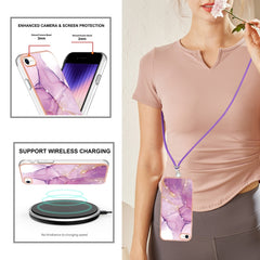 Electroplating Marble Pattern TPU Phone Case with Lanyard