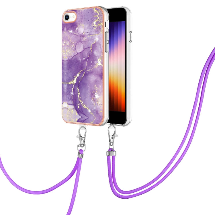 Electroplating Marble Pattern TPU Phone Case with Lanyard
