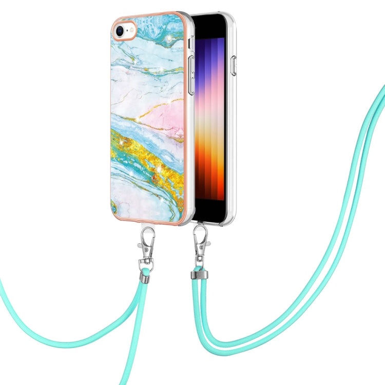 Electroplating Marble Pattern TPU Phone Case with Lanyard