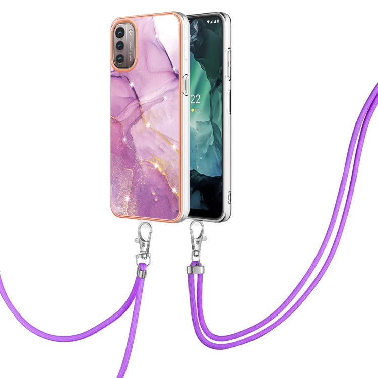 Electroplating Marble Pattern TPU Phone Case with Lanyard