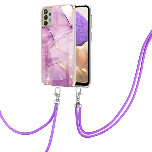 Electroplating Marble Pattern TPU Phone Case with Lanyard, For Samsung Galaxy A13 4G, For OPPO Realme 9 Pro+ 5G, For OPPO Realme 9 Pro 5G, For OPPO Realme 9i / A36 / A96 4G