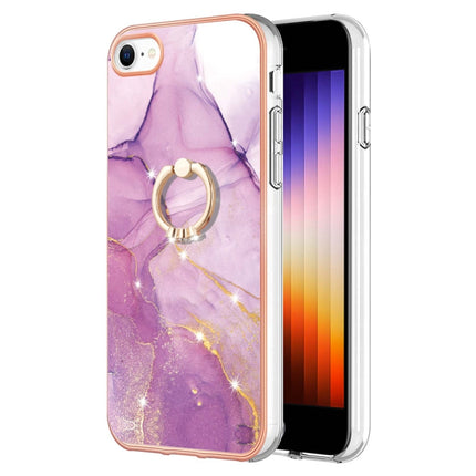 Electroplating Marble Pattern TPU Phone Case with Ring