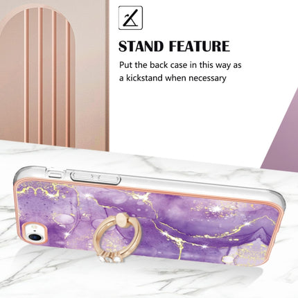 Electroplating Marble Pattern TPU Phone Case with Ring