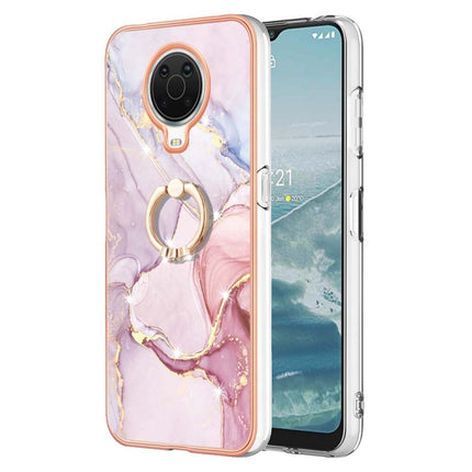 Electroplating Marble Pattern TPU Phone Case with Ring