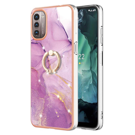 Electroplating Marble Pattern TPU Phone Case with Ring