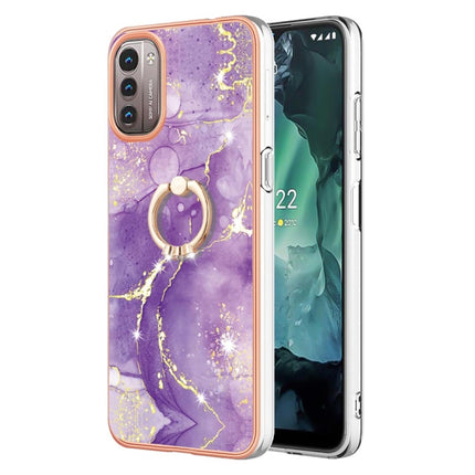 Electroplating Marble Pattern TPU Phone Case with Ring