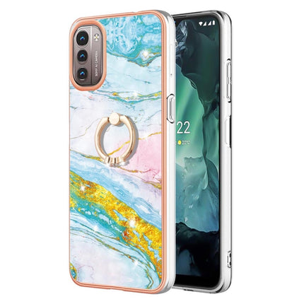 Electroplating Marble Pattern TPU Phone Case with Ring