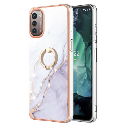 Electroplating Marble Pattern TPU Phone Case with Ring