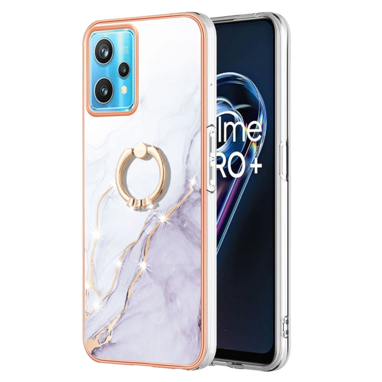 Electroplating Marble Pattern TPU Phone Case with Ring