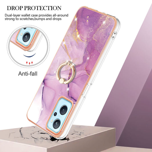 Electroplating Marble Pattern TPU Phone Case with Ring, For OPPO Realme 9i / A36 / A96 4G