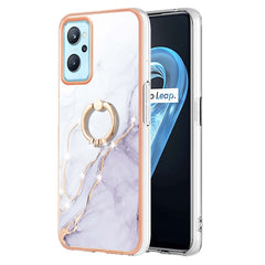 Electroplating Marble Pattern TPU Phone Case with Ring, For OPPO Realme 9i / A36 / A96 4G