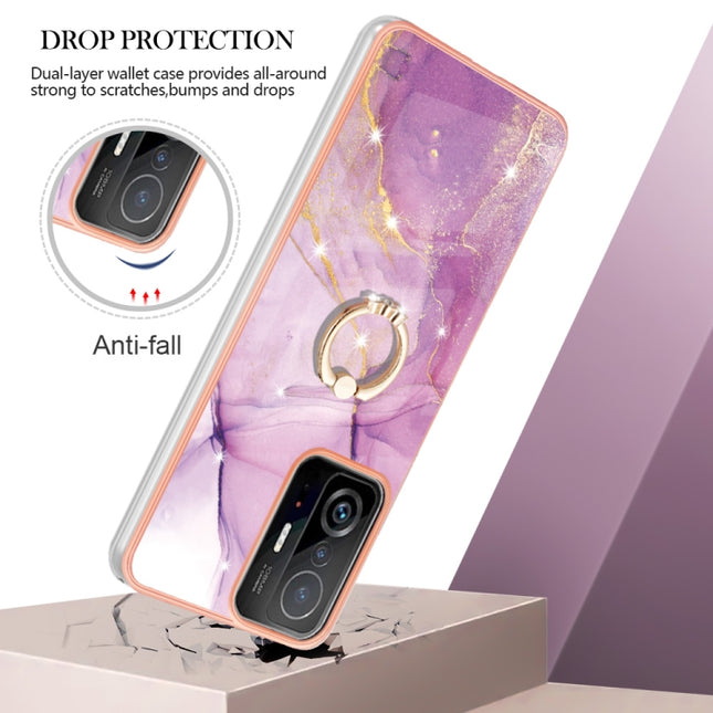 Electroplating Marble Pattern TPU Phone Case with Ring